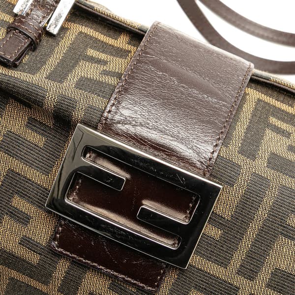 Pre-owned Fendi Zucca Canvas Bento Box Shoulder Bag Brown