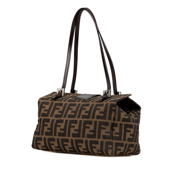 Pre-owned Fendi Zucca Canvas Bento Box Shoulder Bag Brown