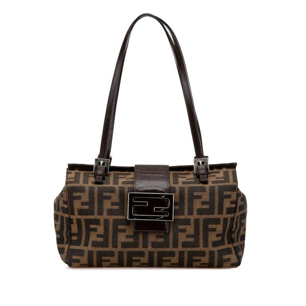 Pre-owned Fendi Zucca Canvas Bento Box Shoulder Bag Brown