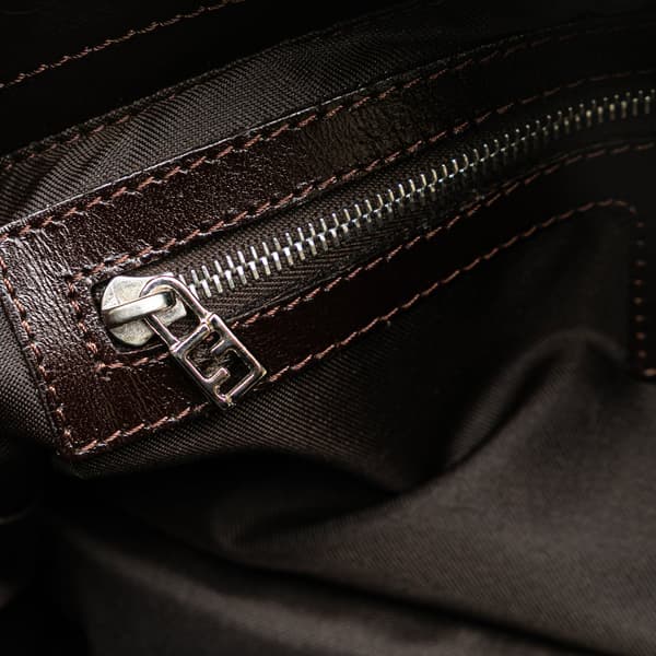 Pre-owned Fendi Zucca Canvas Shoulder Bag Brown