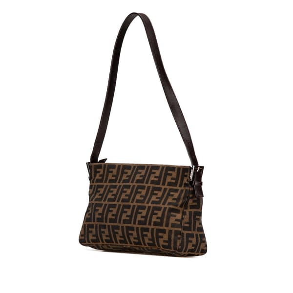Pre-owned Fendi Zucca Canvas Shoulder Bag Brown