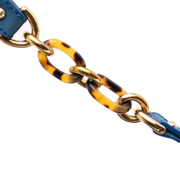 Pre-owned Fendi Large Leather Chain Mamma Forever Blue