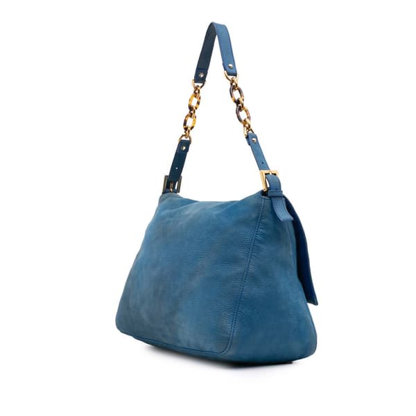 Pre-owned Fendi Large Leather Chain Mamma Forever Blue