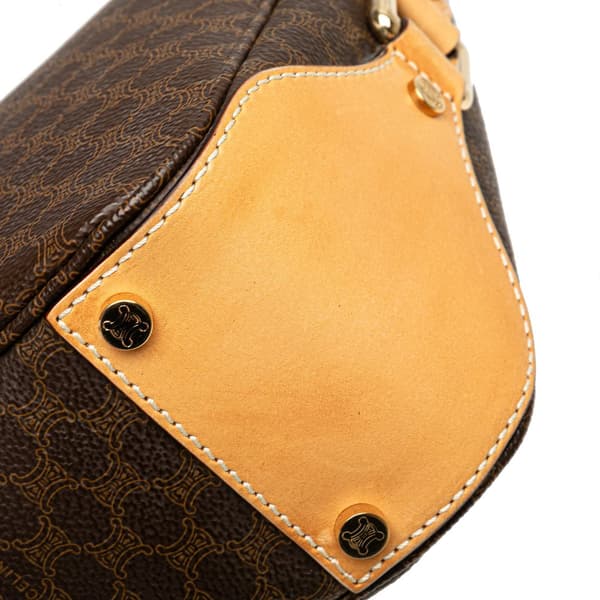 Pre-owned Celine Macadam Coated Canvas Shoulder Bag Brown