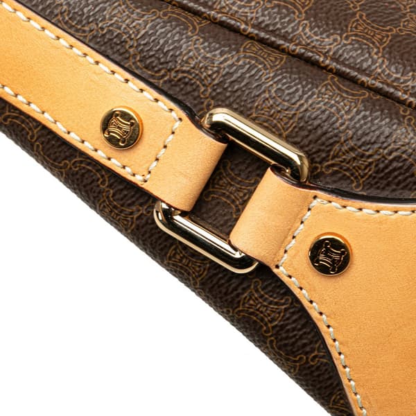 Pre-owned Celine Macadam Coated Canvas Shoulder Bag Brown