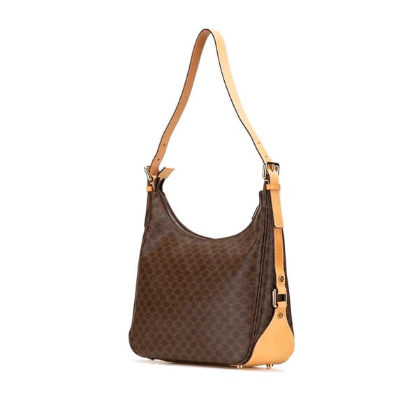 Pre-owned Celine Macadam Coated Canvas Shoulder Bag Brown