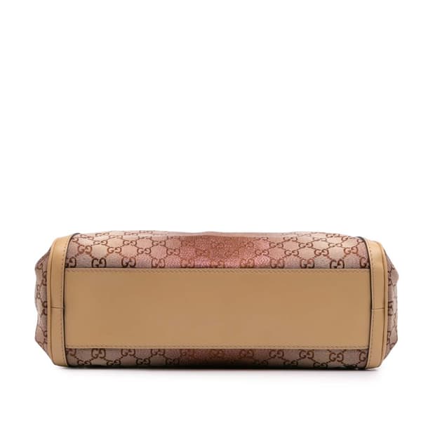 Pre-owned Gucci Small GG Metallic Canvas Scarlett Shoulder Bag Pink