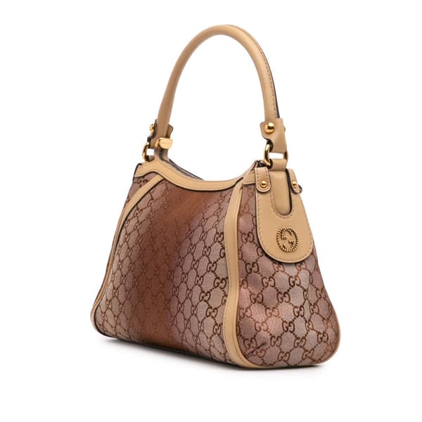 Pre-owned Gucci Small GG Metallic Canvas Scarlett Shoulder Bag Pink