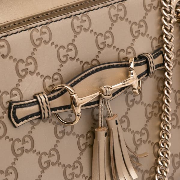 Pre-owned Gucci Small Guccissima Emily Shoulder Bag Gold