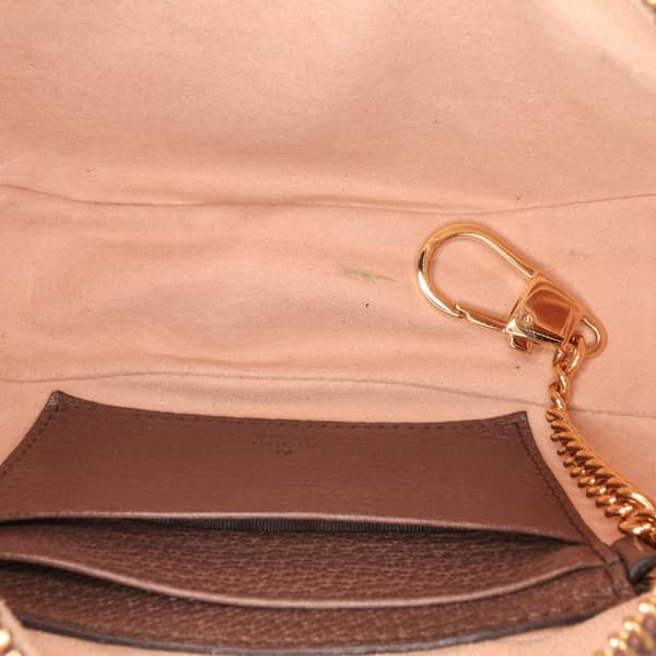 Pre-owned Gucci Mini GG Supreme Web Ophidia Shoulder Bag Brown