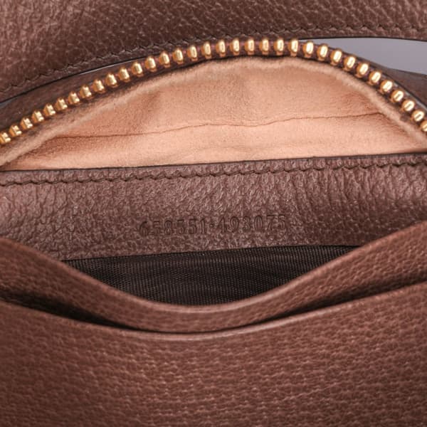 Pre-owned Gucci Mini GG Supreme Web Ophidia Shoulder Bag Brown