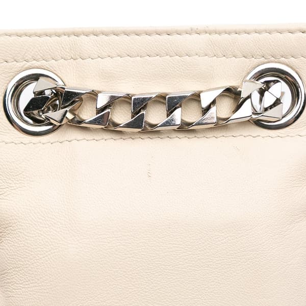 Pre-owned Givenchy Leather Shark Lock Chain Shoulder Bag White
