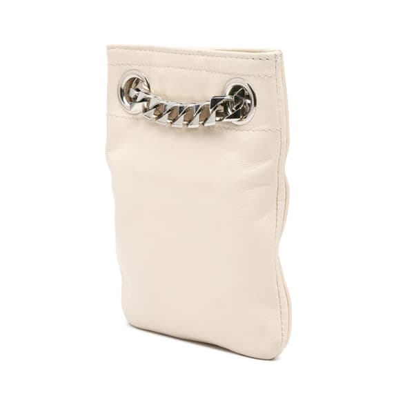 Pre-owned Givenchy Leather Shark Lock Chain Shoulder Bag White