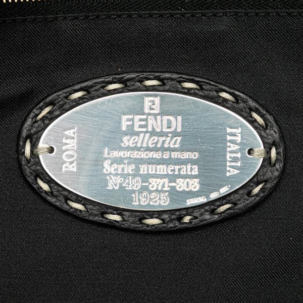 Pre-owned Fendi Selleria Studded Canvas Shoulder Bag Black