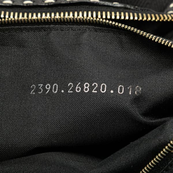 Pre-owned Fendi Selleria Studded Canvas Shoulder Bag Black