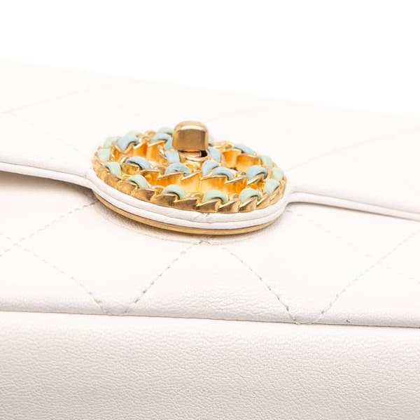 Pre-owned Chanel CC Quilted Calfskin Single Flap White