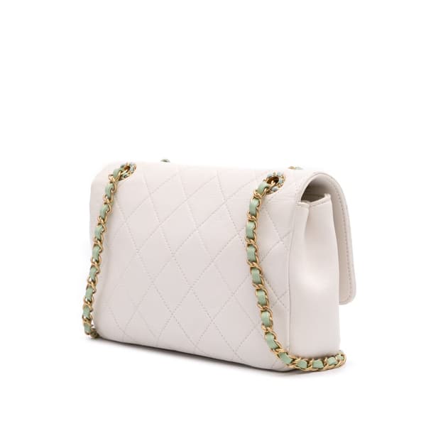 Pre-owned Chanel CC Quilted Calfskin Single Flap White