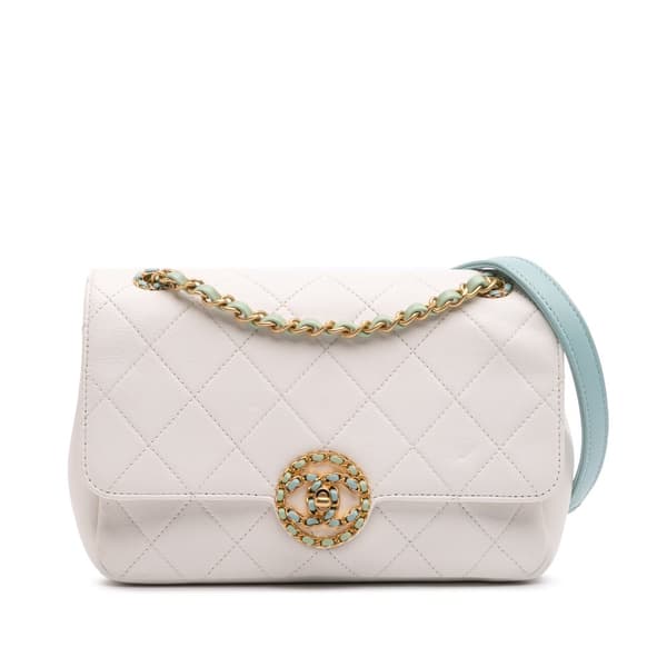 Pre-owned Chanel CC Quilted Calfskin Single Flap White