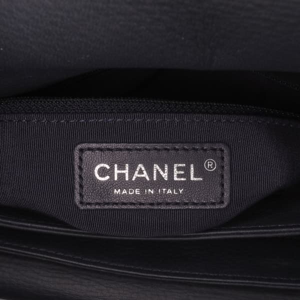 Pre-owned Chanel Small Quilted Grained Calfskin CC Round Clasp Accordion Flap Black