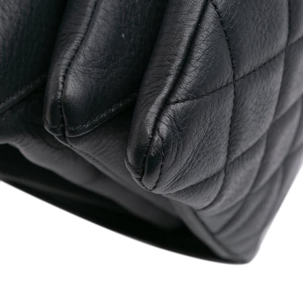 Pre-owned Chanel Small Quilted Grained Calfskin CC Round Clasp Accordion Flap Black
