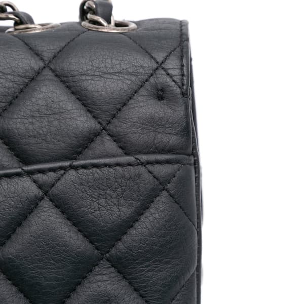 Pre-owned Chanel Small Quilted Grained Calfskin CC Round Clasp Accordion Flap Black