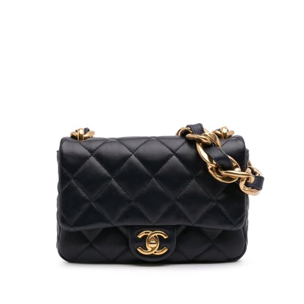 Pre-owned Chanel Small Quilted Lambskin Funky Town Flap Purple