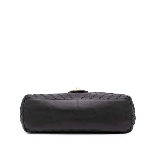 Pre-owned Chanel Jumbo Chevron Iridescent Calfskin Surpique Flap Black