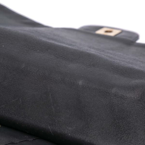 Pre-owned Chanel Jumbo Chevron Iridescent Calfskin Surpique Flap Black