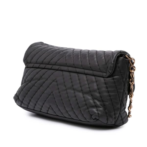Pre-owned Chanel Jumbo Chevron Iridescent Calfskin Surpique Flap Black
