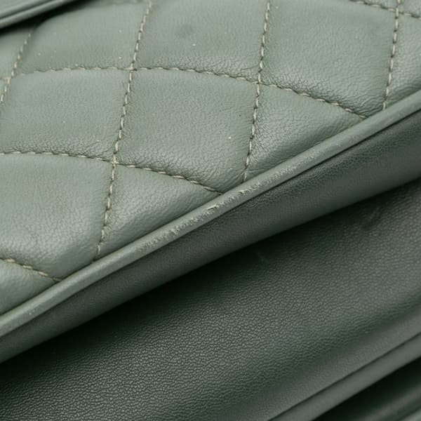 Pre-owned Chanel Large Quilted Lambskin Daily Companion Flap Green