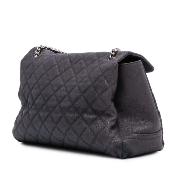 Pre-owned Chanel Medium Quilted Iridescent Caviar Lady Pearly Flap Blue