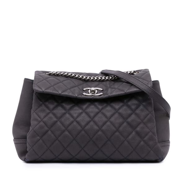 Pre-owned Chanel Medium Quilted Iridescent Caviar Lady Pearly Flap Blue