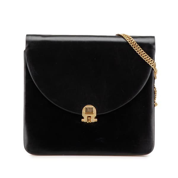 Pre-owned Dior Leather Chain Shoulder Bag Black
