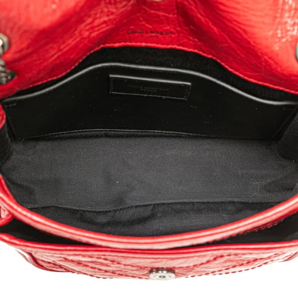 Pre-owned Saint Laurent Baby Crinkled Calfskin Monogram Niki Bag Red