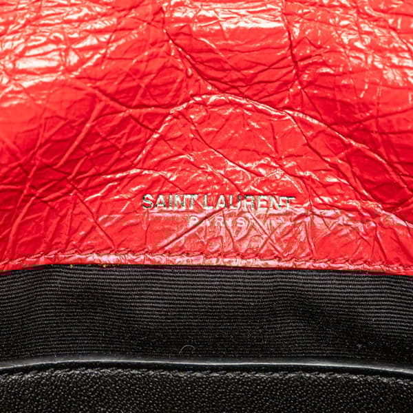 Pre-owned Saint Laurent Baby Crinkled Calfskin Monogram Niki Bag Red