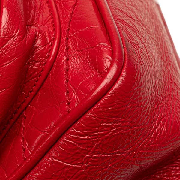 Pre-owned Saint Laurent Baby Crinkled Calfskin Monogram Niki Bag Red