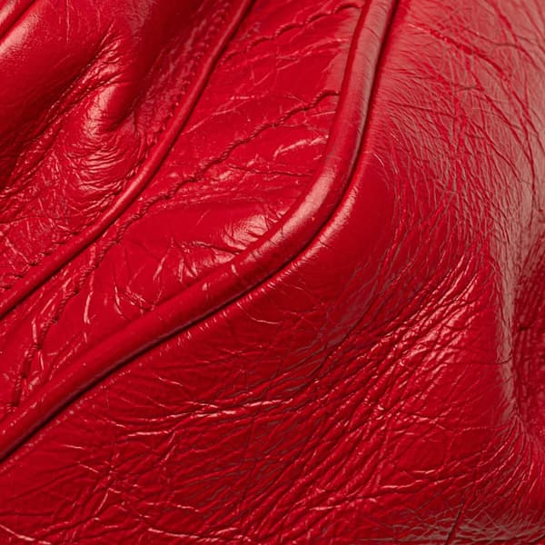 Pre-owned Saint Laurent Baby Crinkled Calfskin Monogram Niki Bag Red