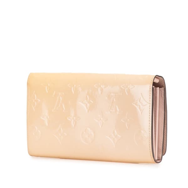Pre-owned Louis Vuitton Monogram Vernis Portefeuille Sarah Chain Wallet Brown