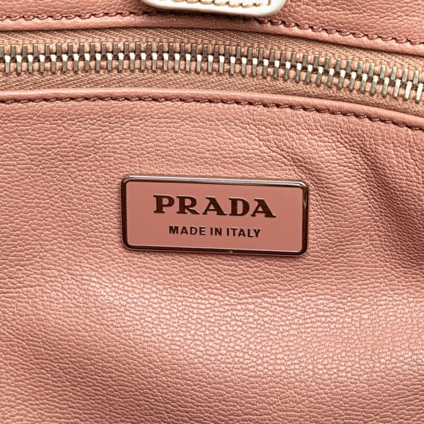 Pre-owned Prada Soft Calf Sound Lock Shoulder Bag White
