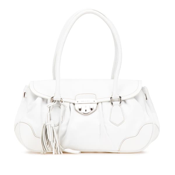 Pre-owned Prada Soft Calf Sound Lock Shoulder Bag White