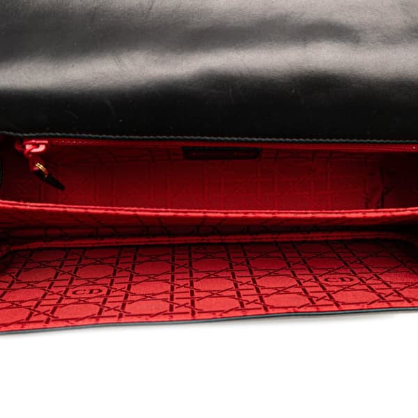 Pre-owned Dior Lambskin Cannage Shoulder Bag Black