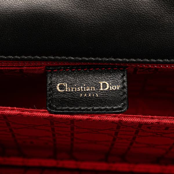 Pre-owned Dior Lambskin Cannage Shoulder Bag Black