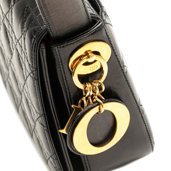 Pre-owned Dior Lambskin Cannage Shoulder Bag Black