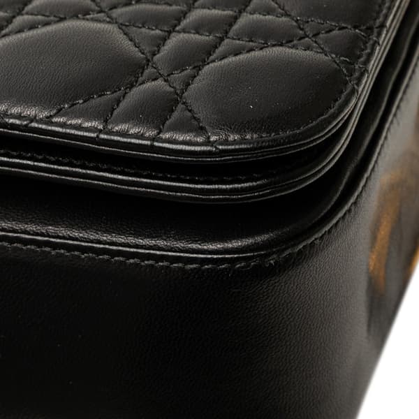 Pre-owned Dior Lambskin Cannage Shoulder Bag Black