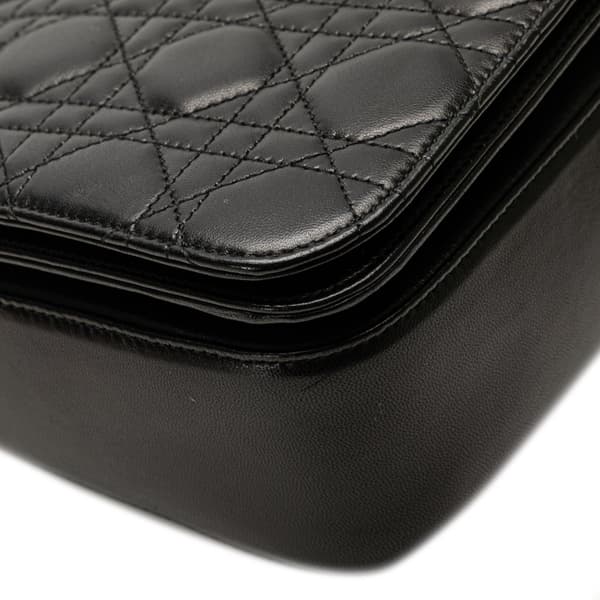 Pre-owned Dior Lambskin Cannage Shoulder Bag Black