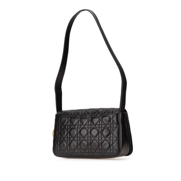 Pre-owned Dior Lambskin Cannage Shoulder Bag Black