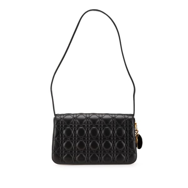 Pre-owned Dior Lambskin Cannage Shoulder Bag Black