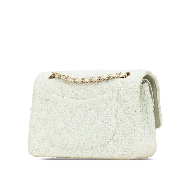 Pre-owned Chanel Medium Classic Tweed Double Flap Green