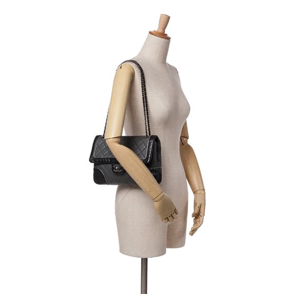 Pre-owned Chanel Paris-Salzburg Medium Lambskin Tyrolean Flap Gray