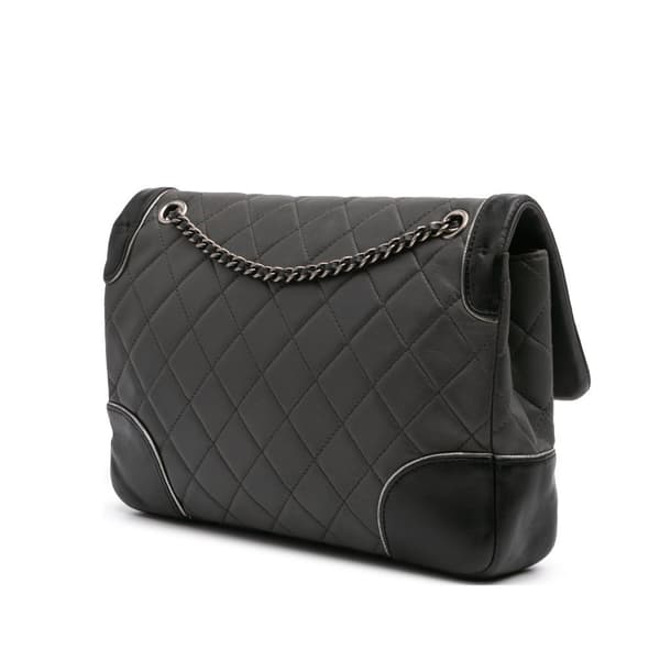 Pre-owned Chanel Paris-Salzburg Medium Lambskin Tyrolean Flap Gray